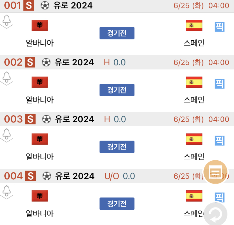 [진짜총판] 6월 25일 알바니아 VS 스페인 축구분석