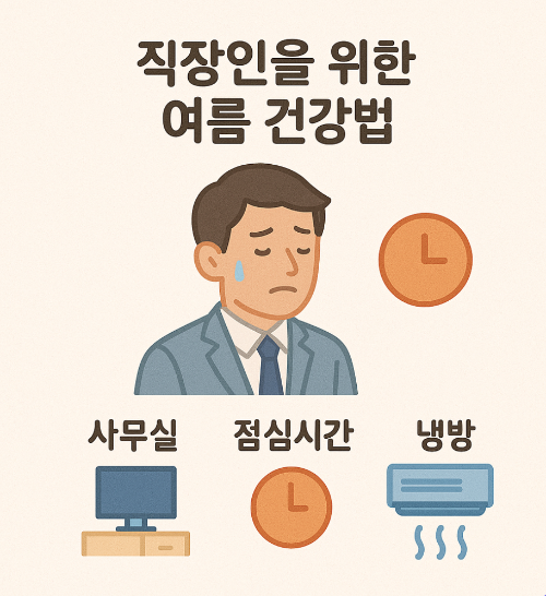 직장인을 위한 여름 건강법 (사무실, 점심시간, 냉방)