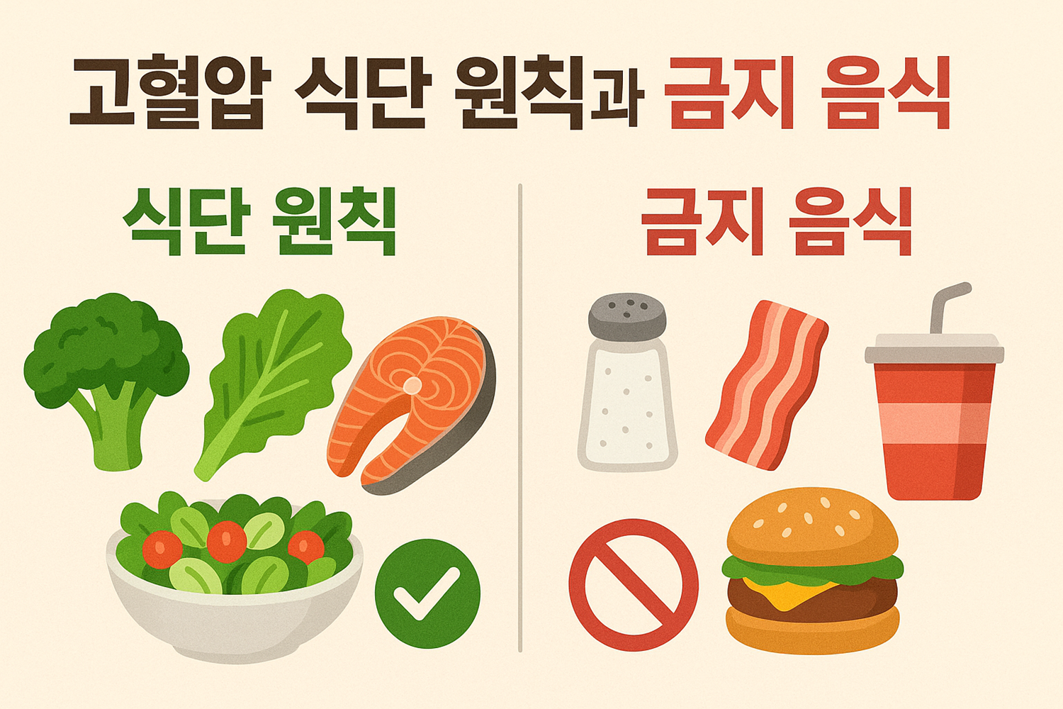 고혈압 식단 원칙과 금지 음식