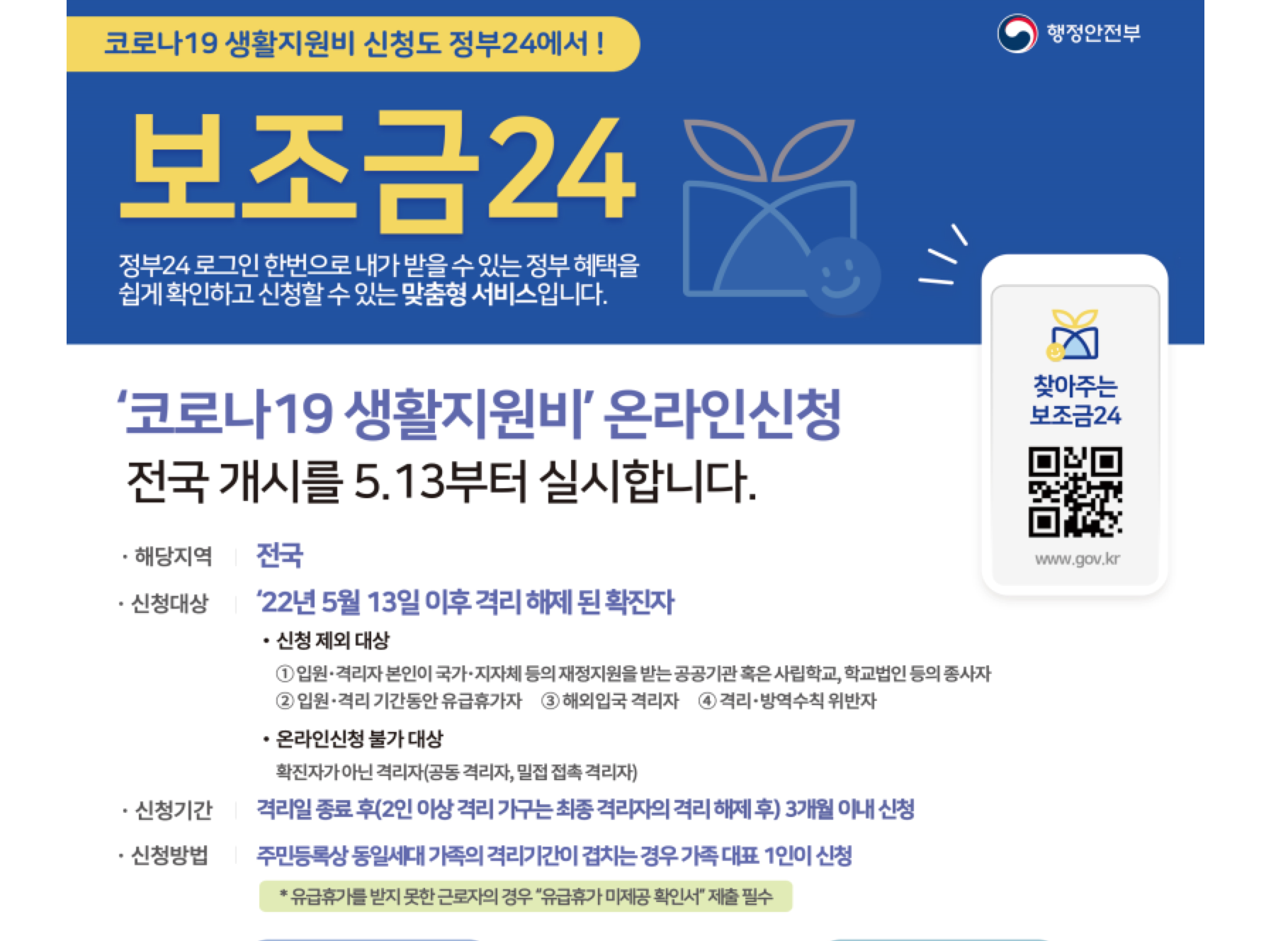 코로나 19 생활비지원비 신청도 정부24에서 가능한 사진