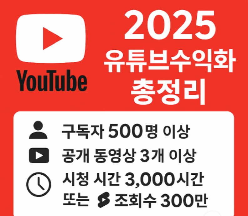 2025 유튜브 수익화 조건 총정리