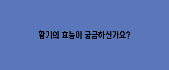 황기 효능, 부작용 및 먹는법
