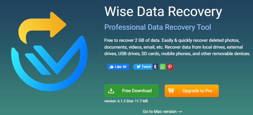 Wise Data Recovery 홈페이지 캡쳐