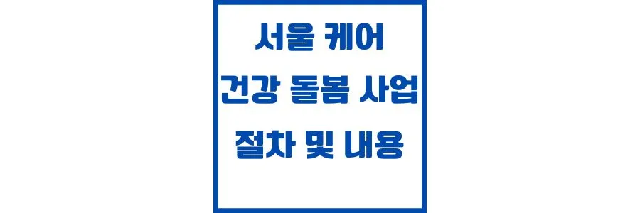 서울 케어 건강 돌봄 사업 절차 및 내용