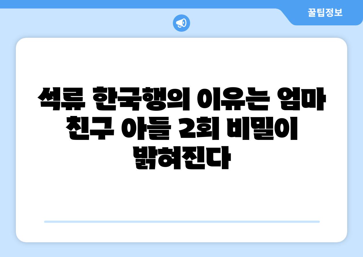 석류 한국행의 이유는 엄마 친구 아들 2회 비밀이 밝혀진다