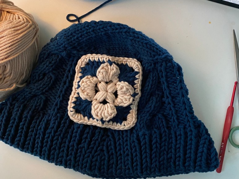 버터6 크림베이지피 콕블루 (바늘이야기키트) 대바늘뜨기 - 니트버킷햇, 3