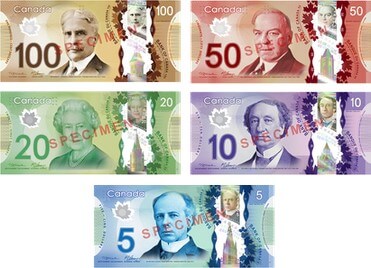 캐나다-달러-C$-5-10-20-50-100