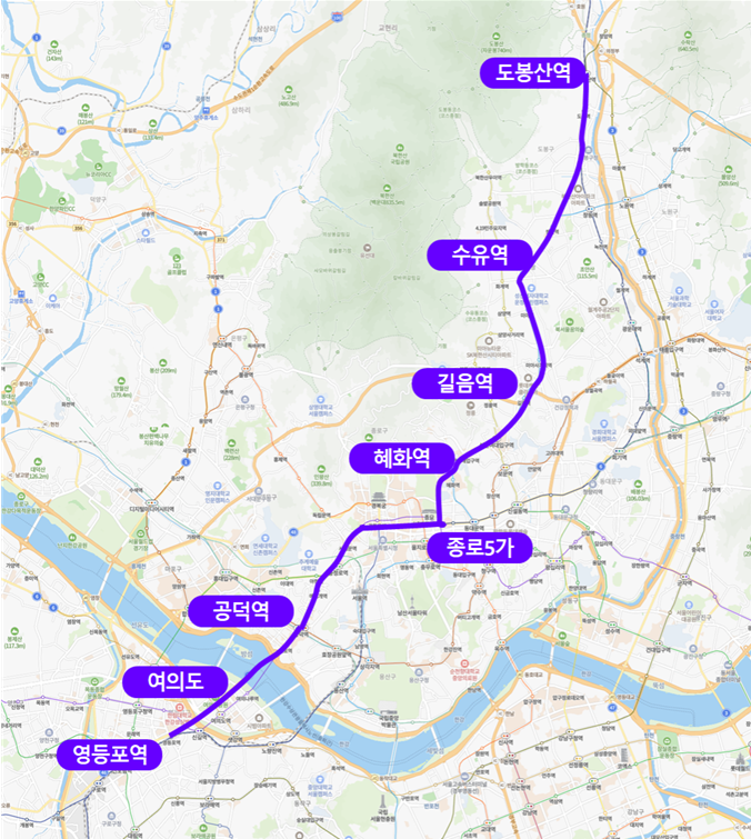 서울 새벽 자율주행버스 운행 노선도 이미지