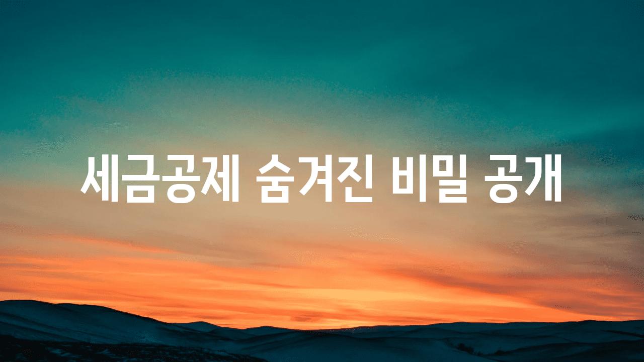 세금공제 숨겨진 비밀 공개