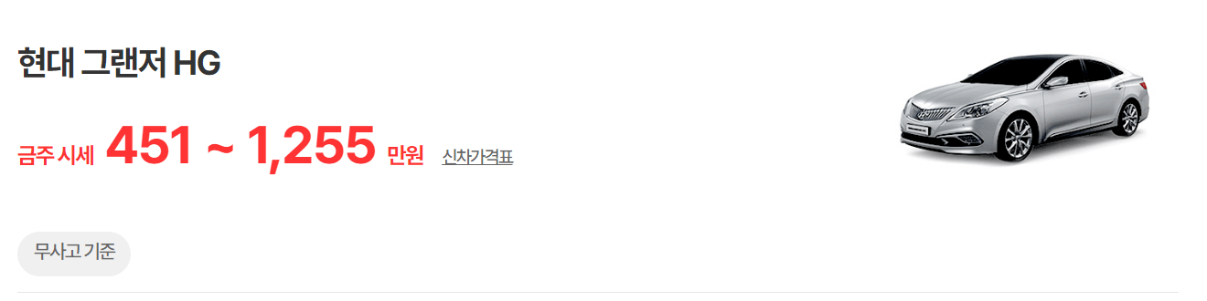 그랜저HG-그랜저HG하이브리드-중고차가격-시세표