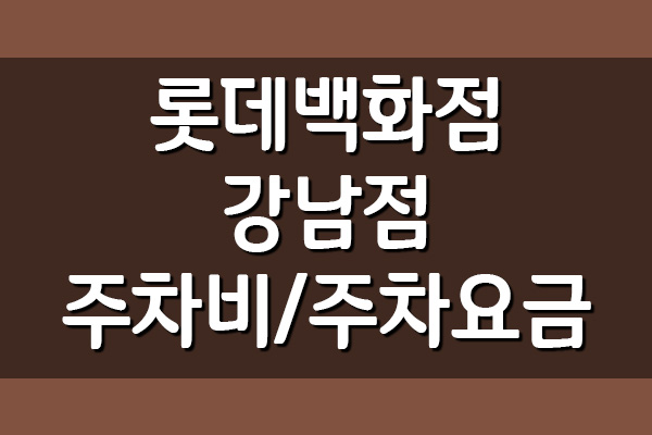  롯데백화점 강남점 주차비 주차요금 안내