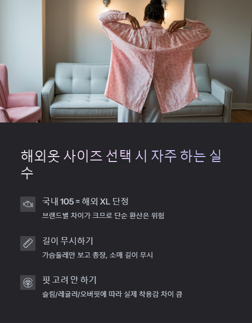 해외옷 사이즈 선택 시 자주 하는 실수