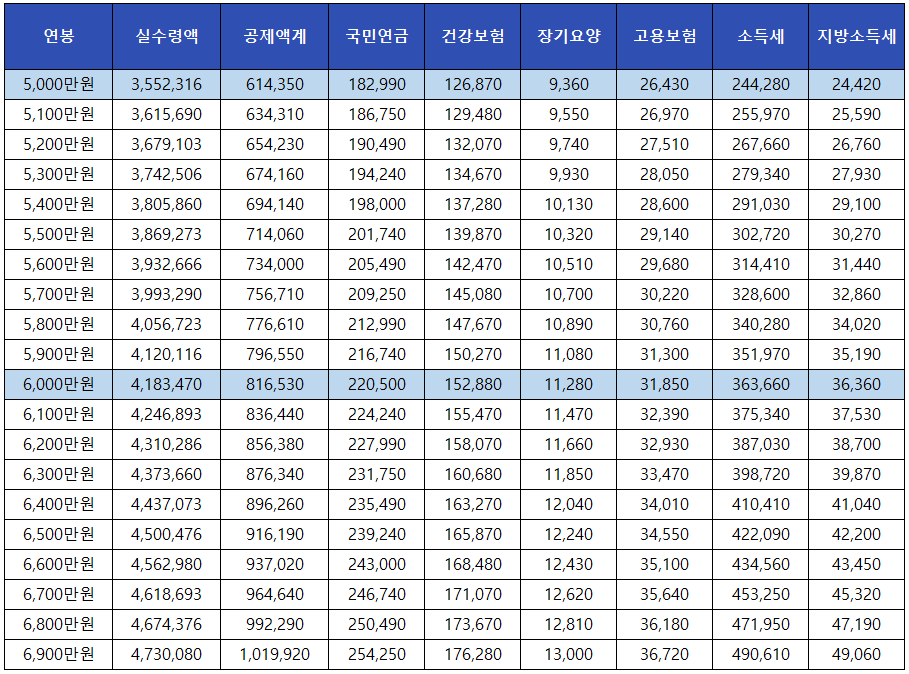 2023 연봉 실수령액