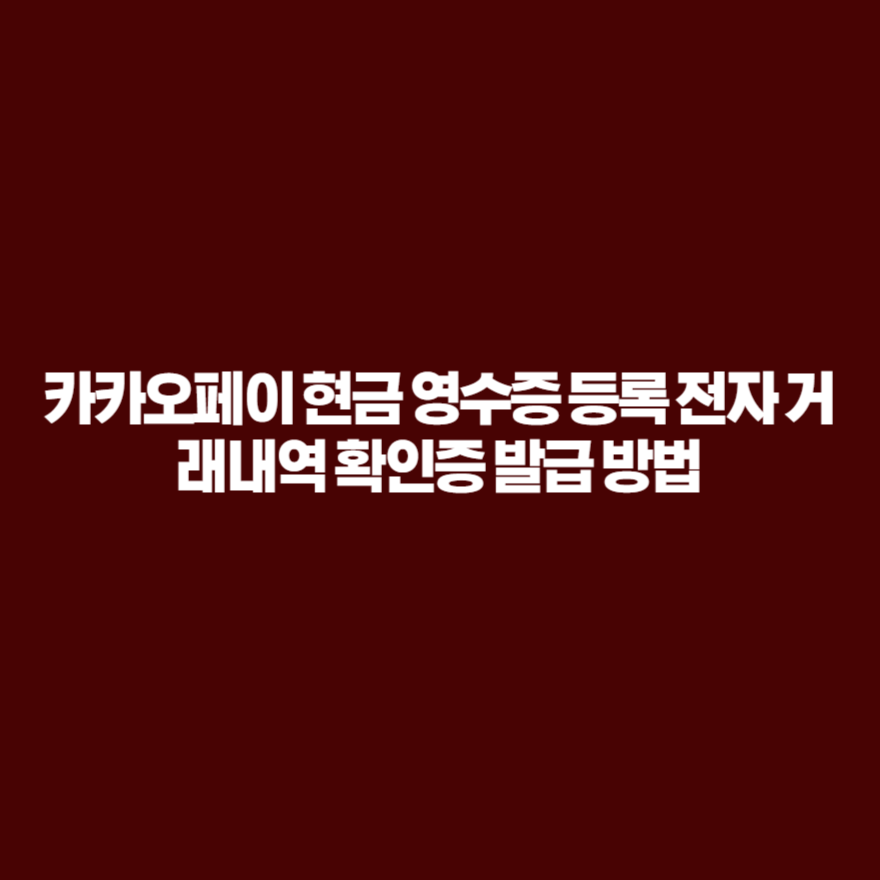 카카오페이 현금 영수증 등록 전자 거래내역 확인증 발급 방법 카카오페이 현금 영수증 등록 전자 거래내역 확인증 발급 방법
