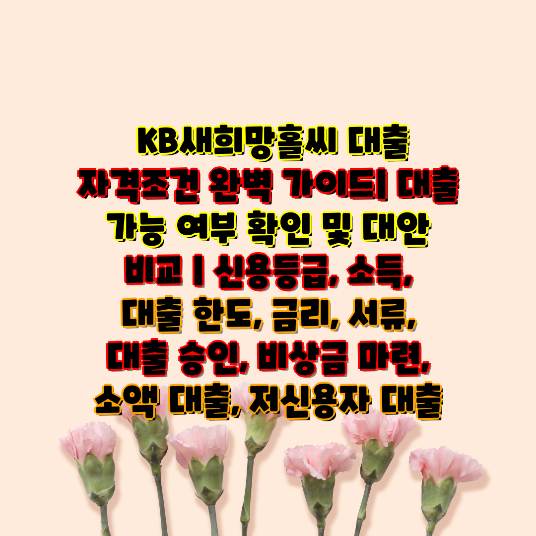  KB새희망홀씨 대출 자격조건 완벽 설명서 대출 가능 