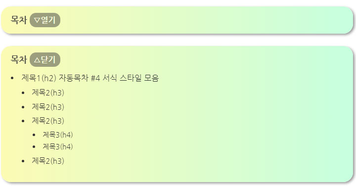 TOC 자동목차 서식(HTML)