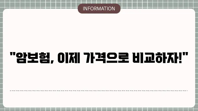 뻬갱신형 암보험 가격 빅교 - 추천 상품 및 걸5 팁