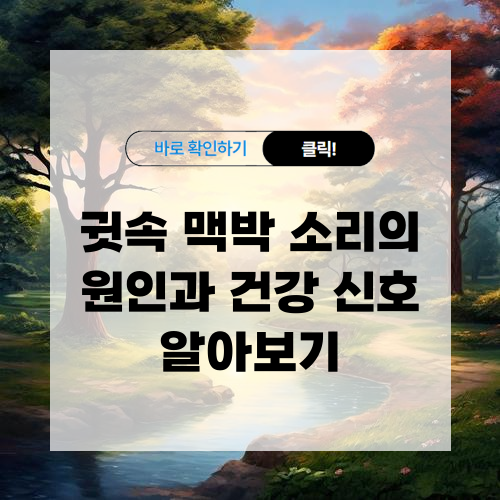 귓 맥박 소리의 원인과 건강 신호 알아보기