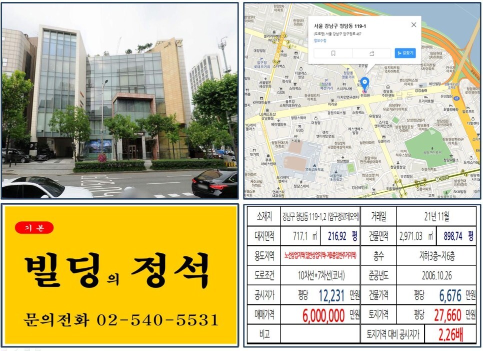 강남구 청담동 119-1&#44;2번지 건물이 2021년 11월 매매 되었습니다.