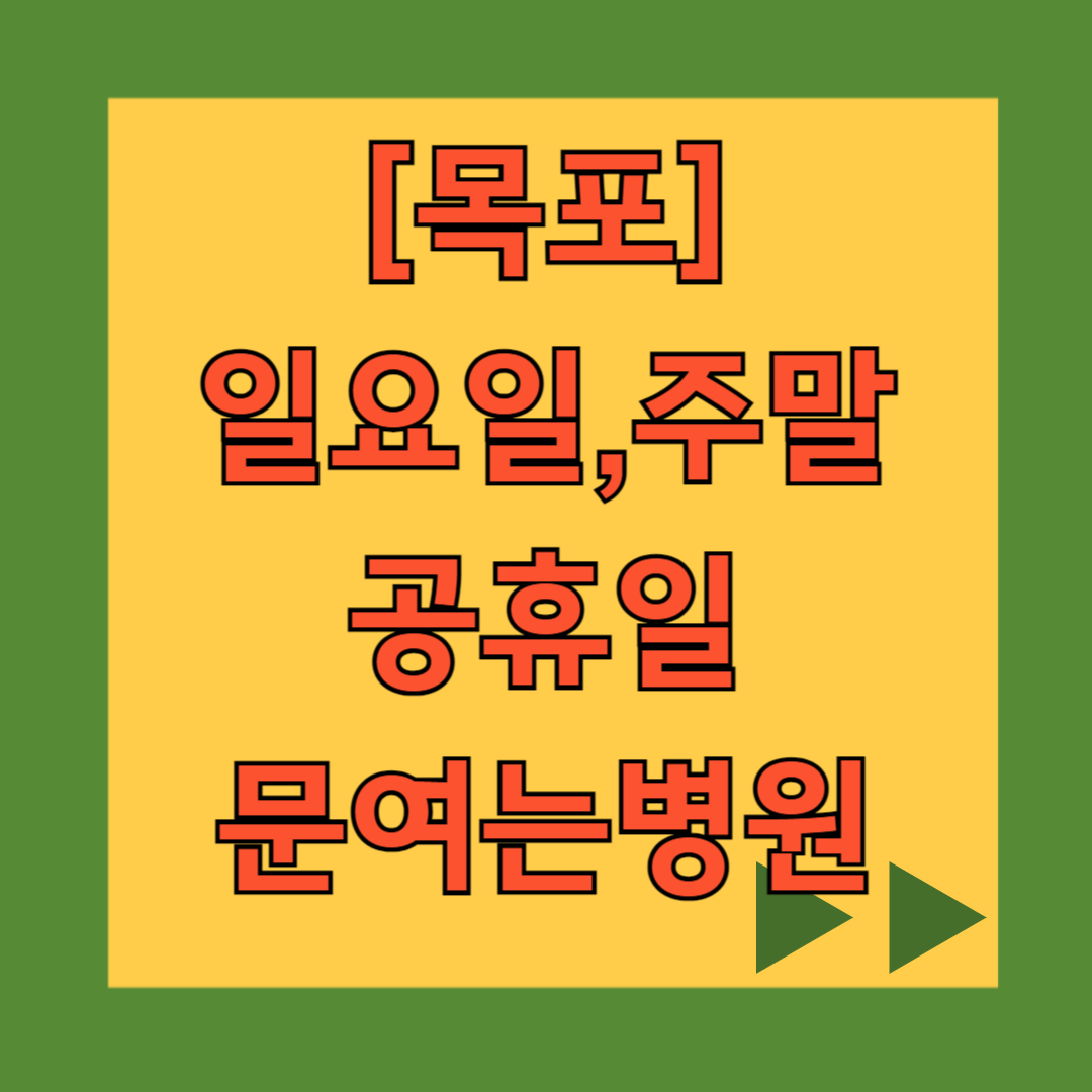목포시 일요일 문 여는 병원 목록, 주말 공휴일 진료 병원 찾기, 내 주변 24시 약국