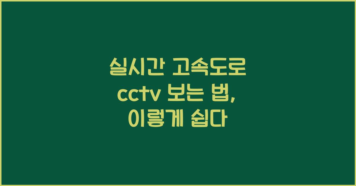 실시간 고속도로 cctv 보는 법