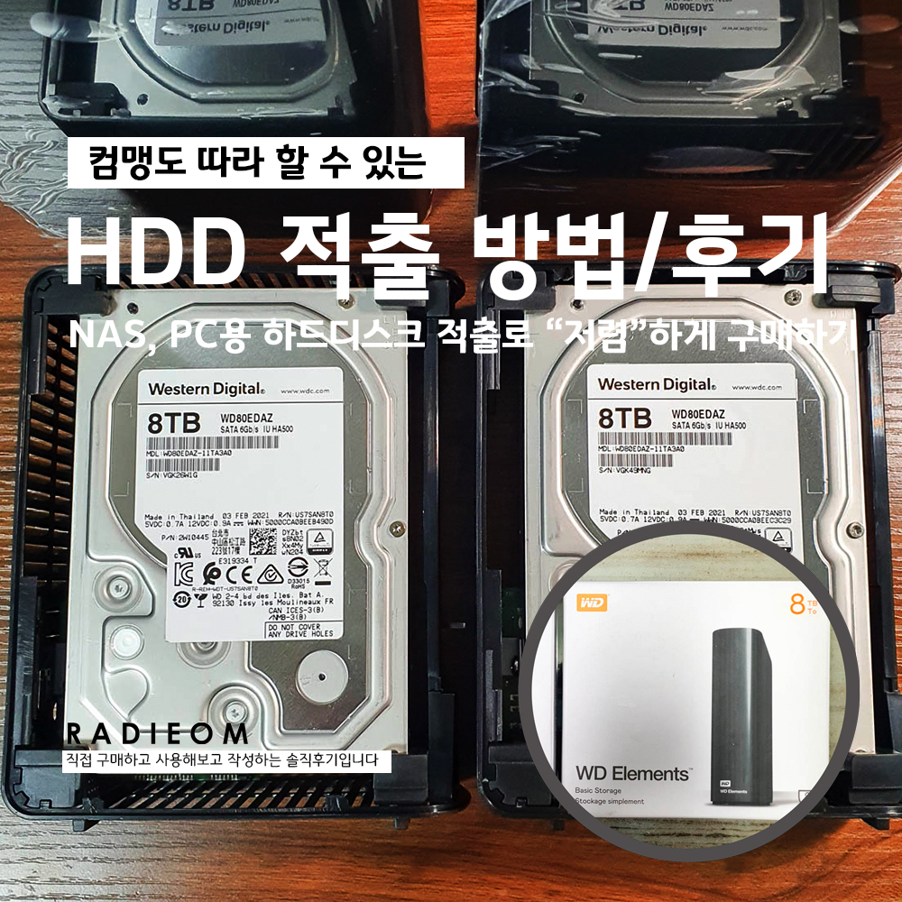  NAS 외장하드 적출 방법과 장단점 (WD Elements, 해외직구, 아마존, WD80EDAZ-11TA3A0, 시놀로지)