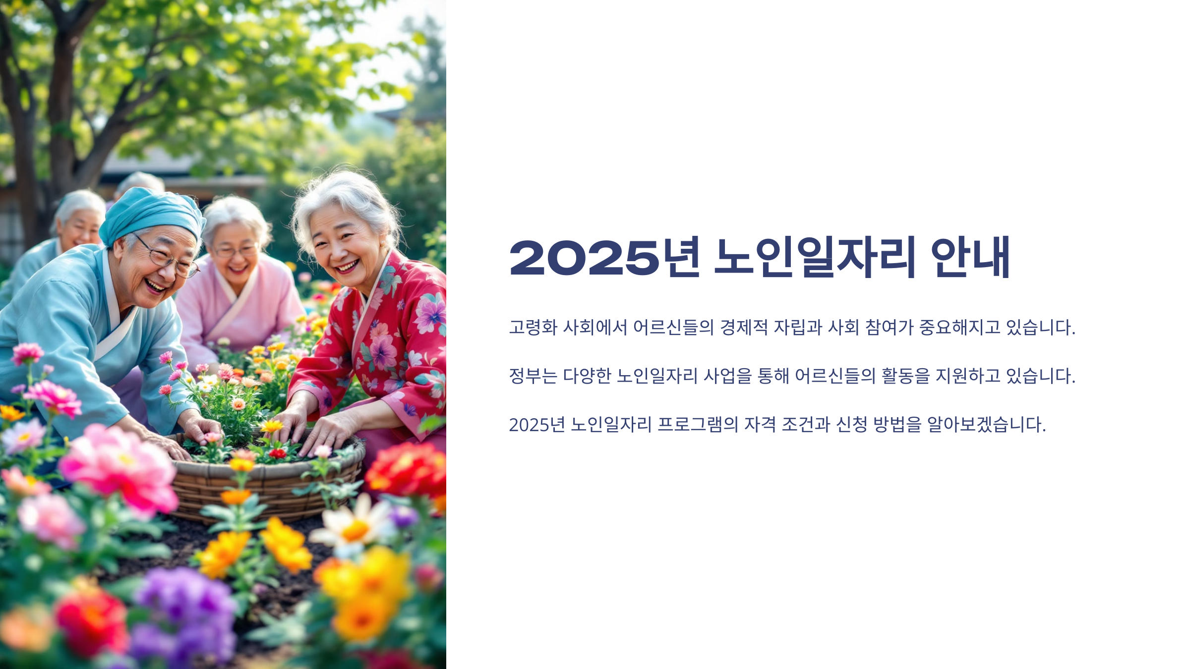 2025년 노인일자리 신청 자격과 조건