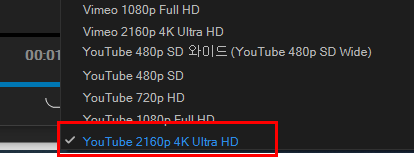 사전설정: YouTube 2160p 4K Ultra HD