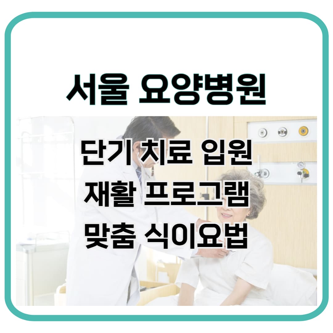 서울 요양병원 추천, 단기입원,재활프로그램, 맞춤식단