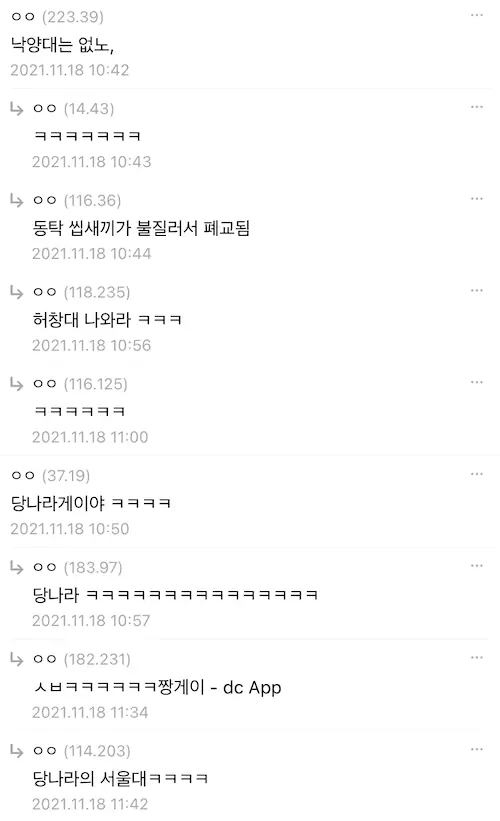 수능갤러리 수능 탈주 지잡대 에타 장안대