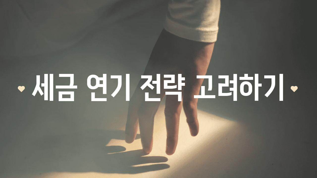 세금 연기 전략 비교하기