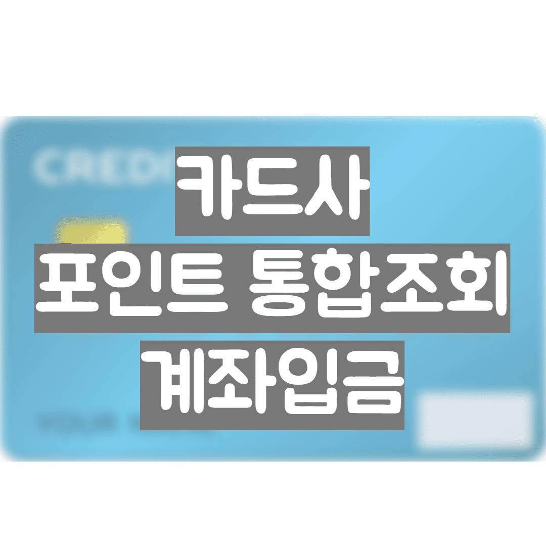  카드사 포인트 통합 조회 및 계좌입금 하는 방법(카드포인트 현금화, 포인트 현금, 포인트 계좌이체)