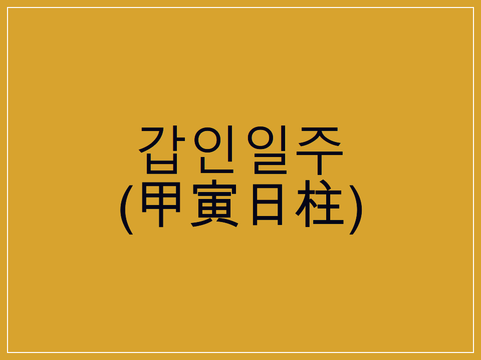  갑인일주(甲寅日柱) 일주론 요약