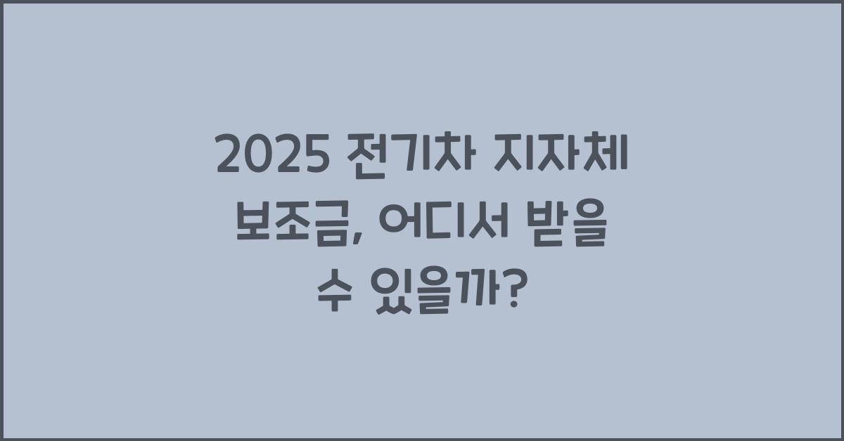 2025 전기차 지자체 보조금