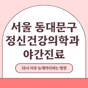 서울 동대문구 야간진료 정신건강의학과 병원 (18시 이후 늦게까지하는 병원)