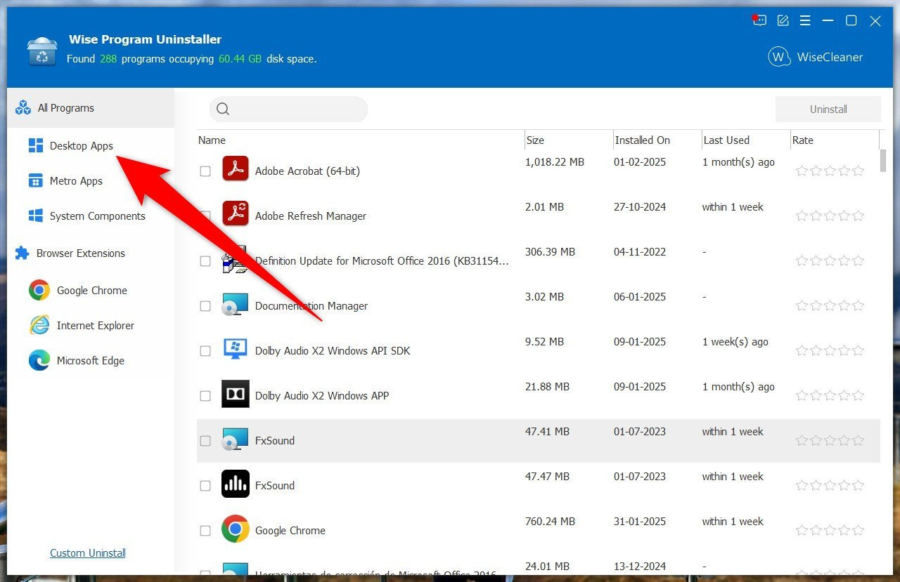 Wise Program Uninstaller 에서 엣지 삭제