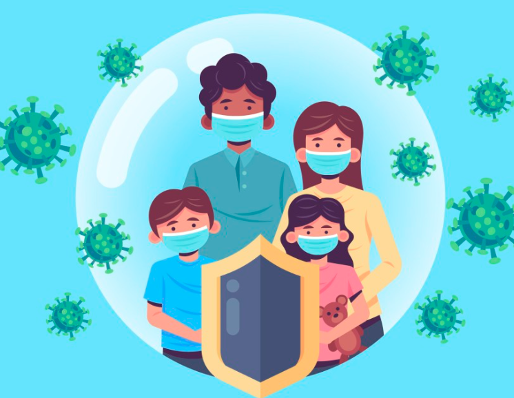 가족들의 코로나19 백신 예방 접종 설명