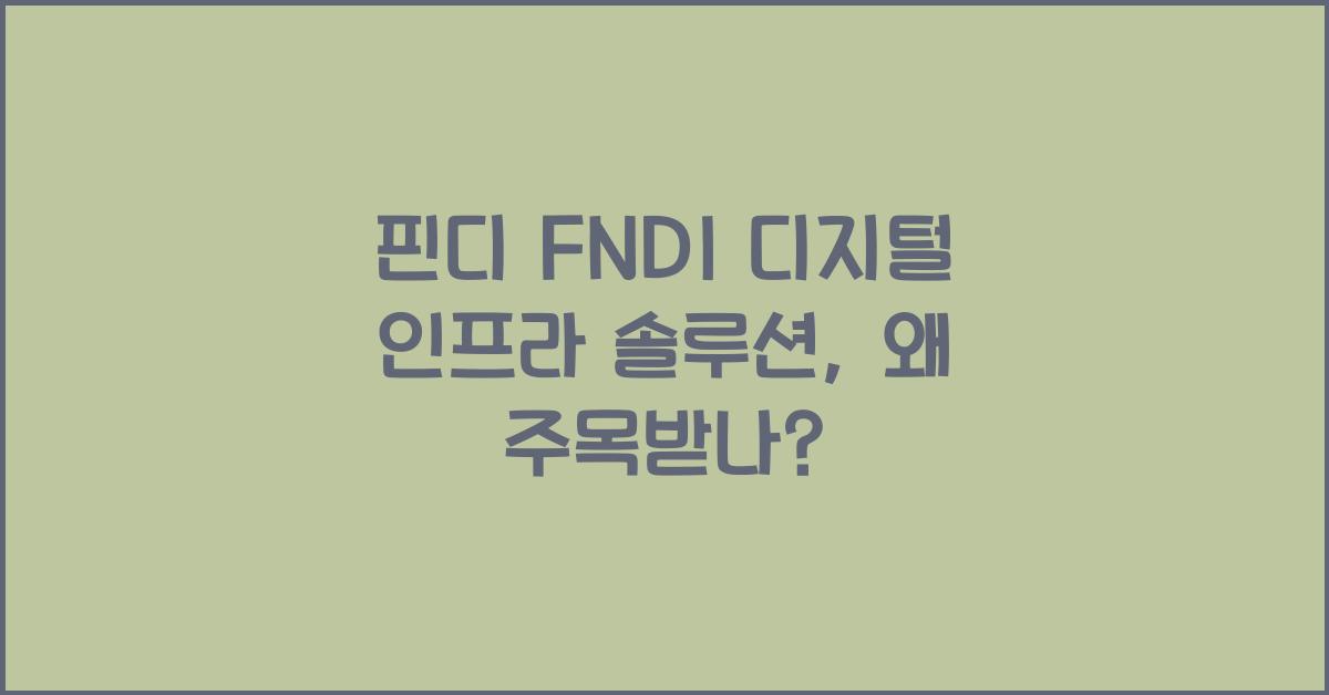 핀디 FNDI 디지털 인프라 솔루션, 왜 주목받나?