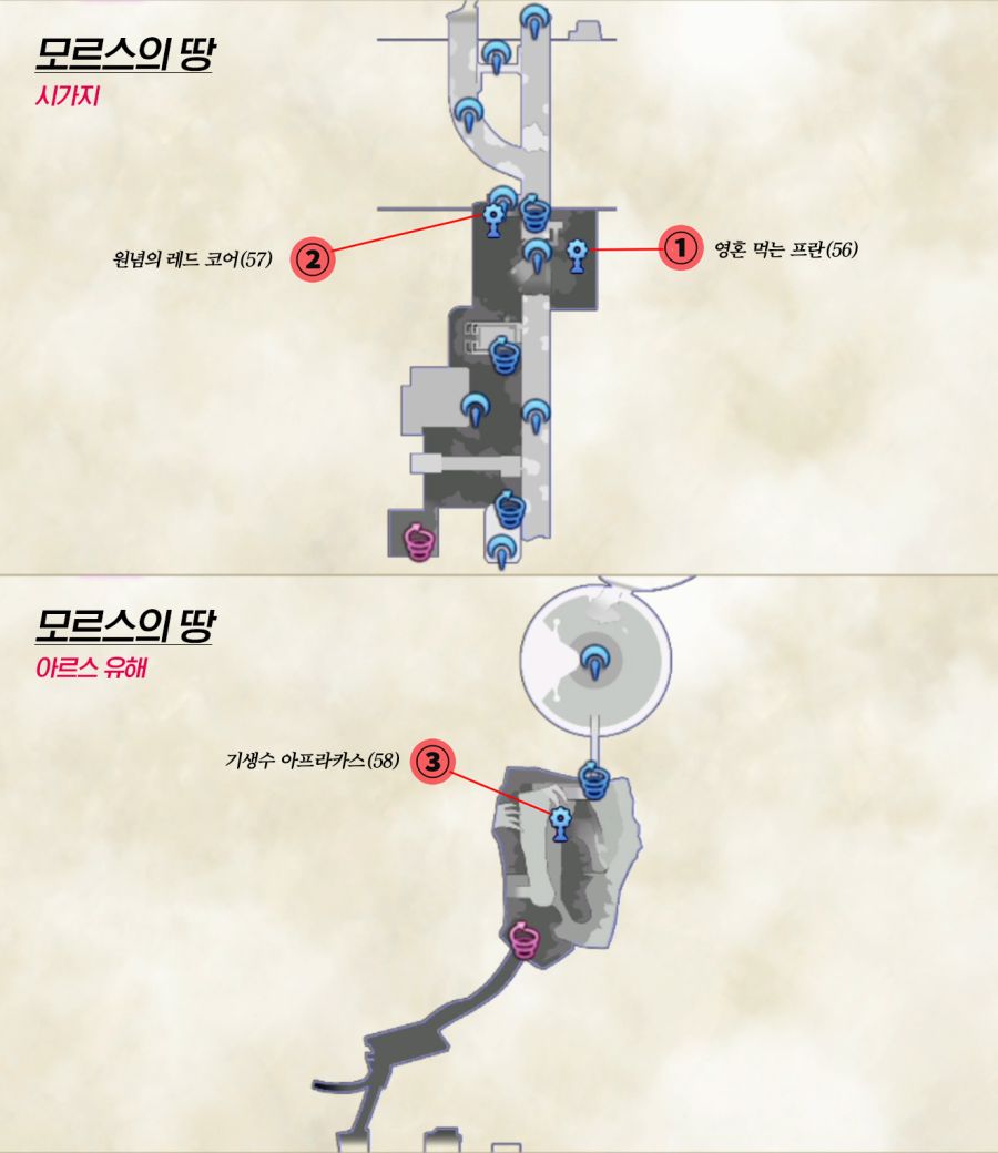  제노블레이드 크로니클스 2 : 유니크 몬스터 위치 (모르스의 땅)