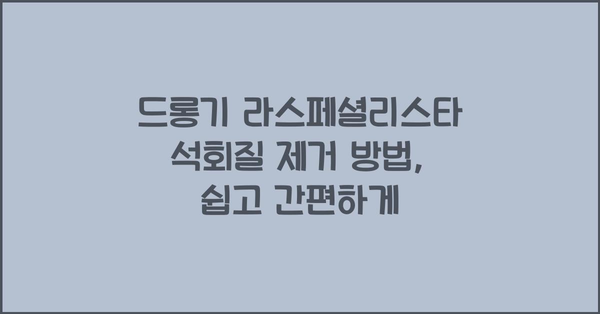 드롱기 라스페셜리스타 석회질 제거 방법