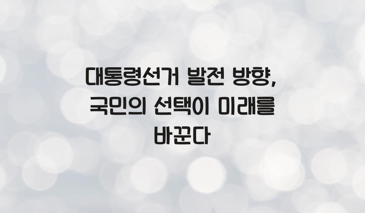 대통령선거 발전 방향
