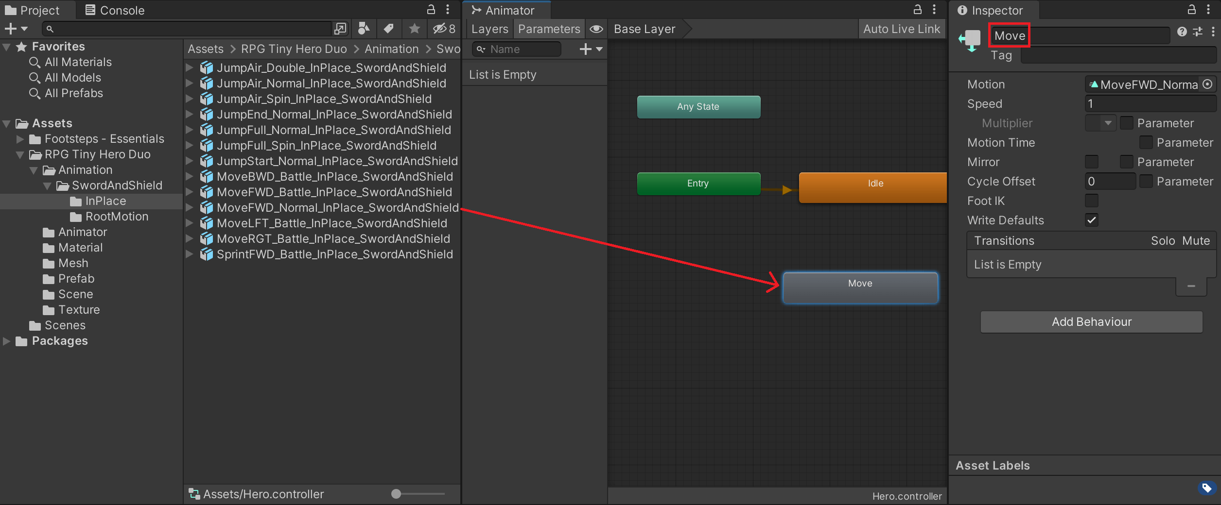 Animator 설정 - Move