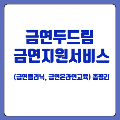 금연두드림 금연지원서비스(금연클리닉&#44; 금연온라인교육) 총정리