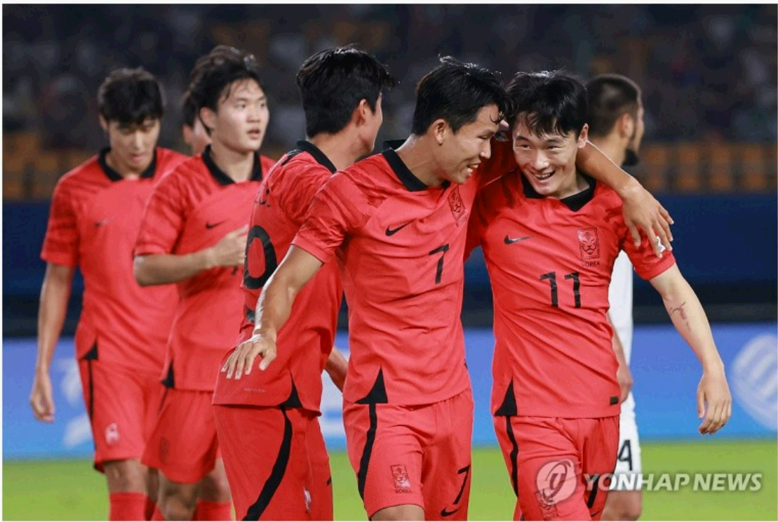 아시안게임 남자축구경기 8강 승리