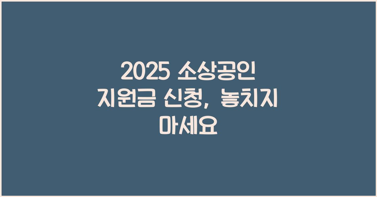 2025 소상공인 지원금 신청