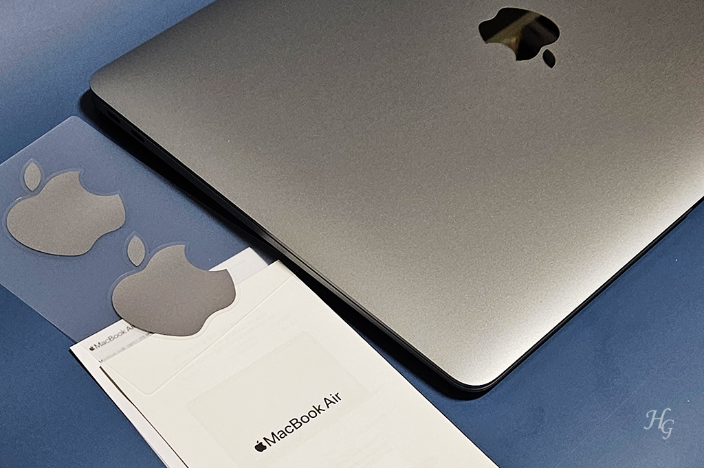 맥북에어 m1 MacBook Air m1 애플 로고 스티커와 설명서