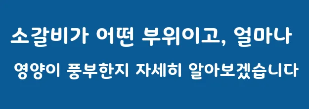소갈비가 어떤 부위이고, 얼마나 영양이 풍부한지 자세히 알아보겠습니다