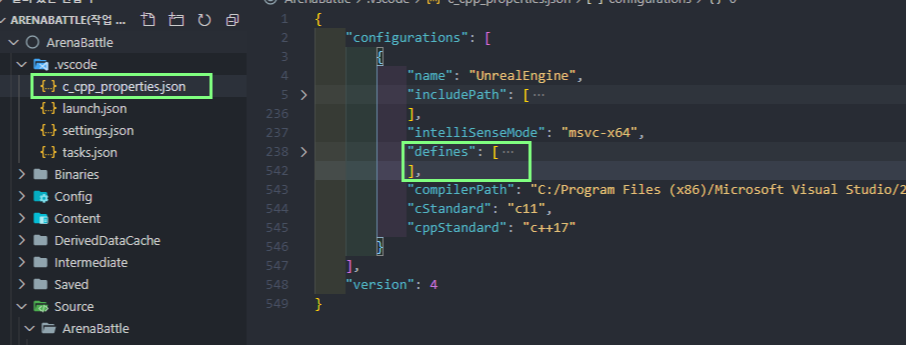 Unreal Engine 4 Vscode사용시 C Intellisense Error 수정