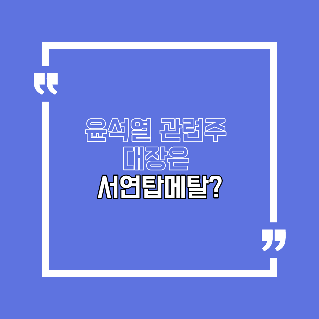  윤석열 관련주 대장은 서연탑메탈일까?