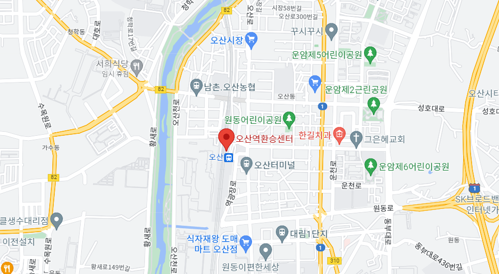 구글-지도오산시외버스터미널위치표시